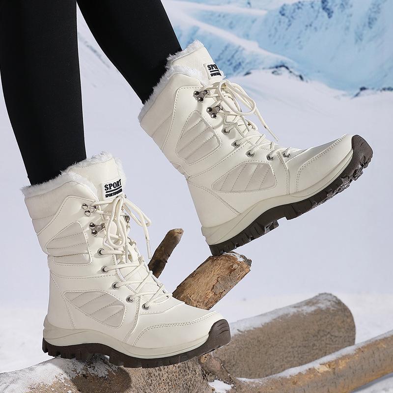 Winter Outdoor Snow Boots Women's Plus Velvet Thickened Women's High-tube Non-slip Northeast Travel Warm Cotton Shoes