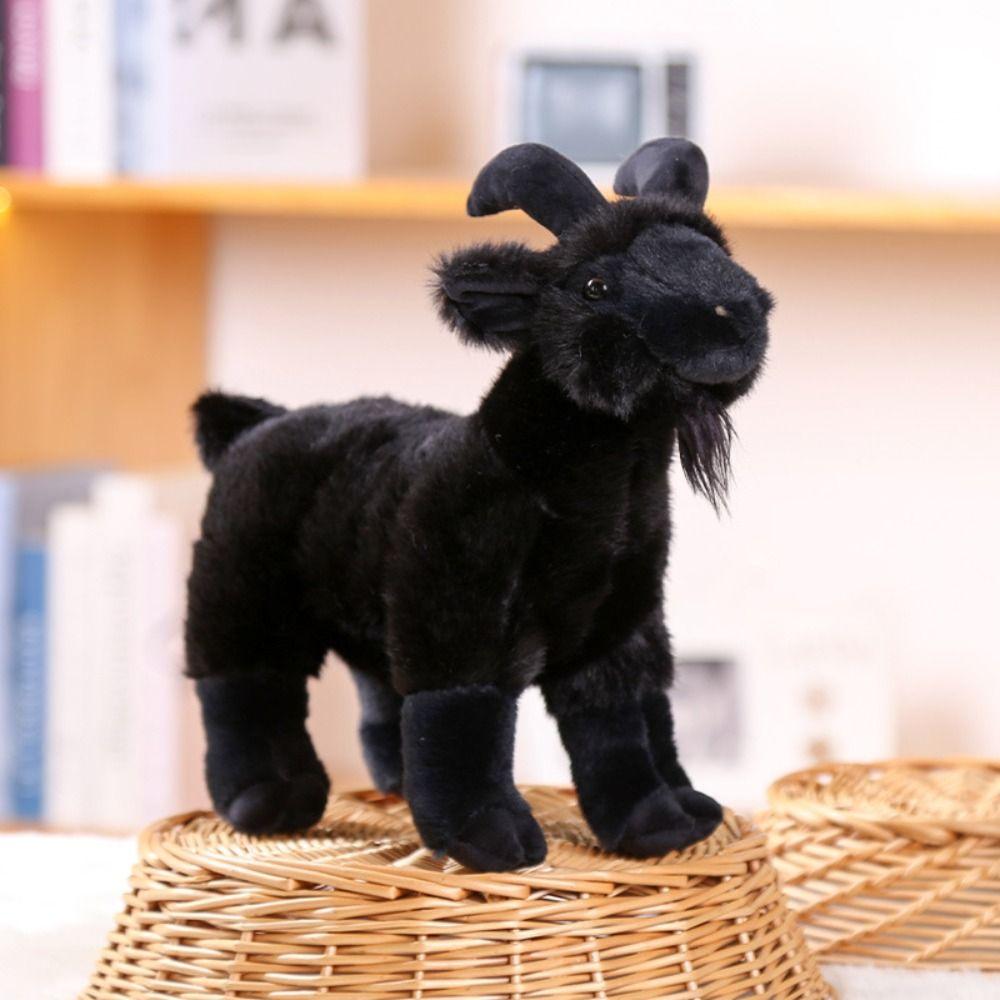 Fluffy Horned Sheep Plush Toys PP Cotton Baby Goat Keychain Baby Goat Plush Doll  Room Decoration