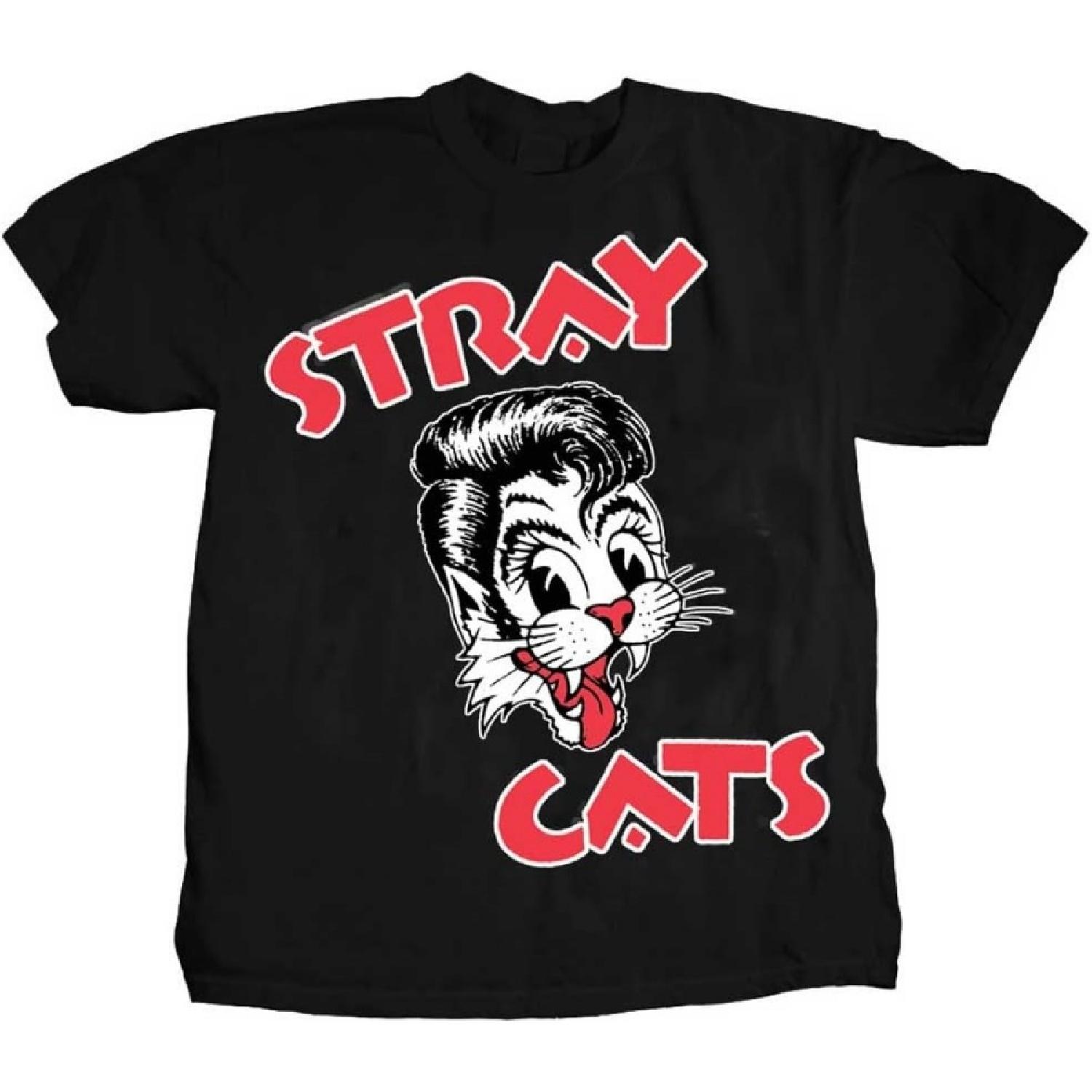 Stray Cats Mens Cat Head Logo T-Shirt S