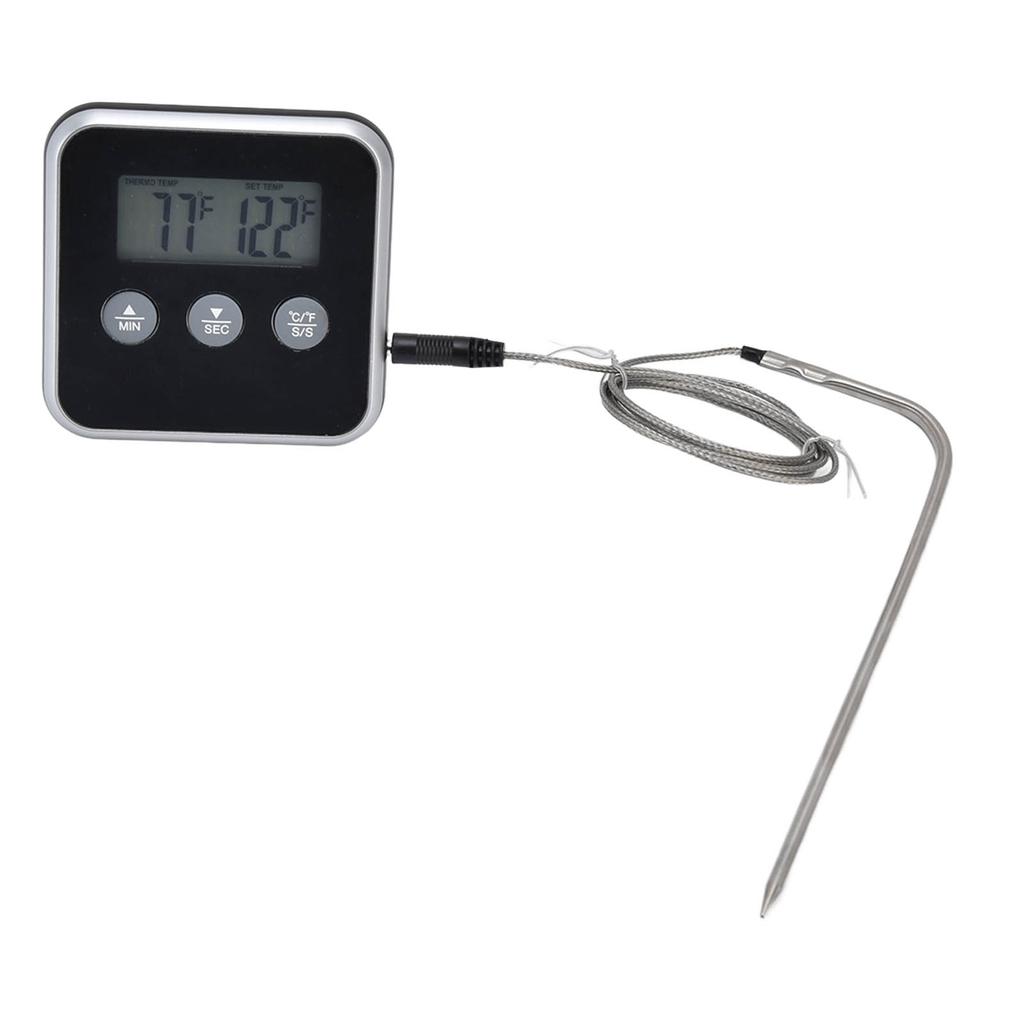Meat Thermometer Smart 3 Buttons Digital LED Display Multifunctional Oven Thermometer with Probe for Cooking Baking BBQ