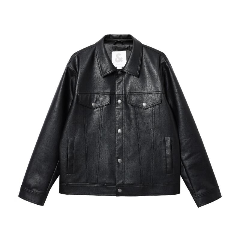 JACK&JONES Men's Classic PU Lapel Jacket