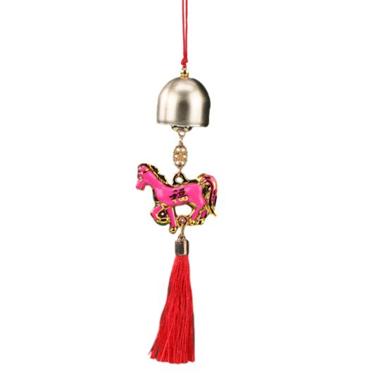 Chinese New Year Horse Pendant 2026 Feng Shui Zodiac Animal Charm Hanging Tassel Ornament with Bell for Fortune Wealth Success Home Shop Door Window