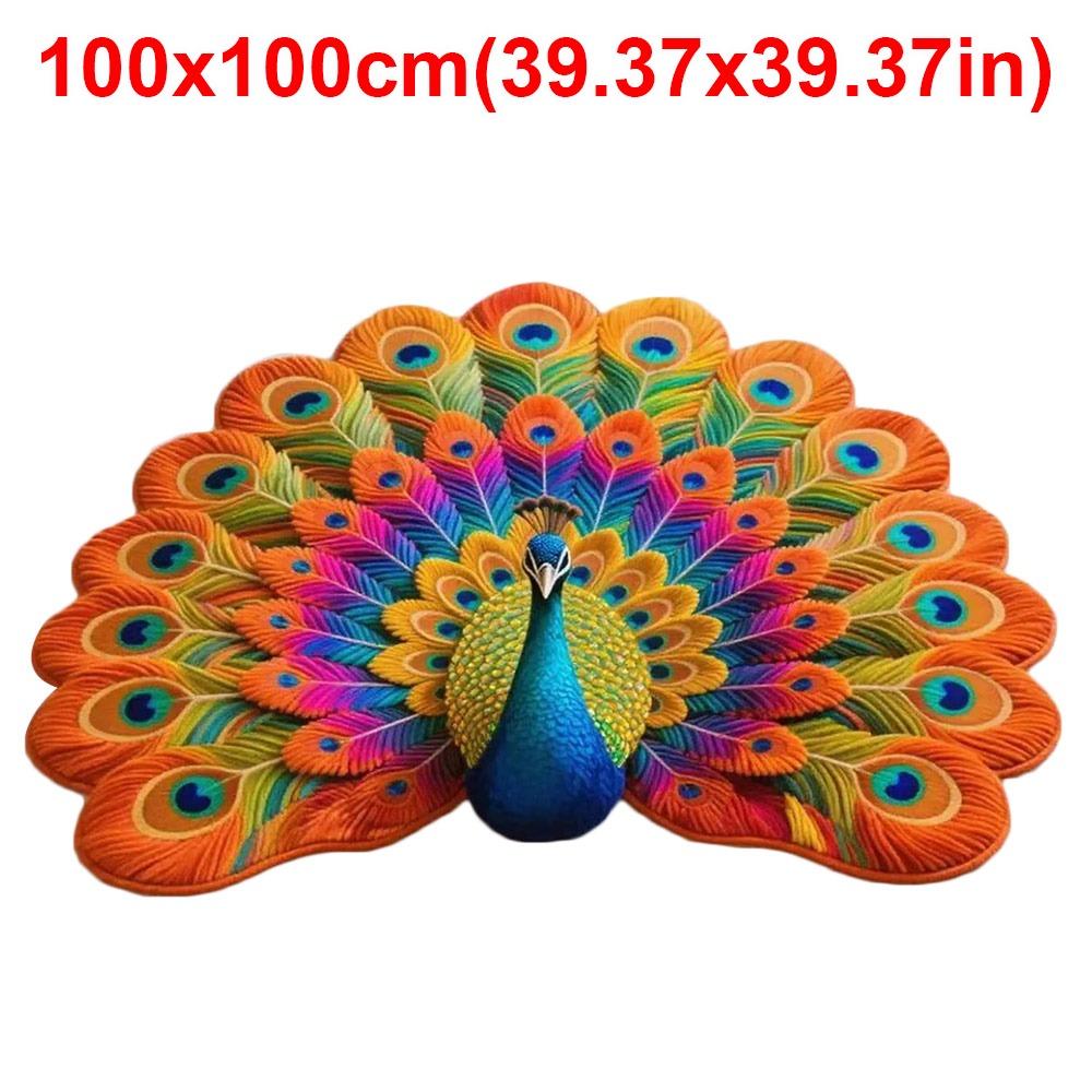 Soft Peacock Carpet Non-slip Bathroom Floor Mat Durable Blanket  for Living Room Tea Table Bedside