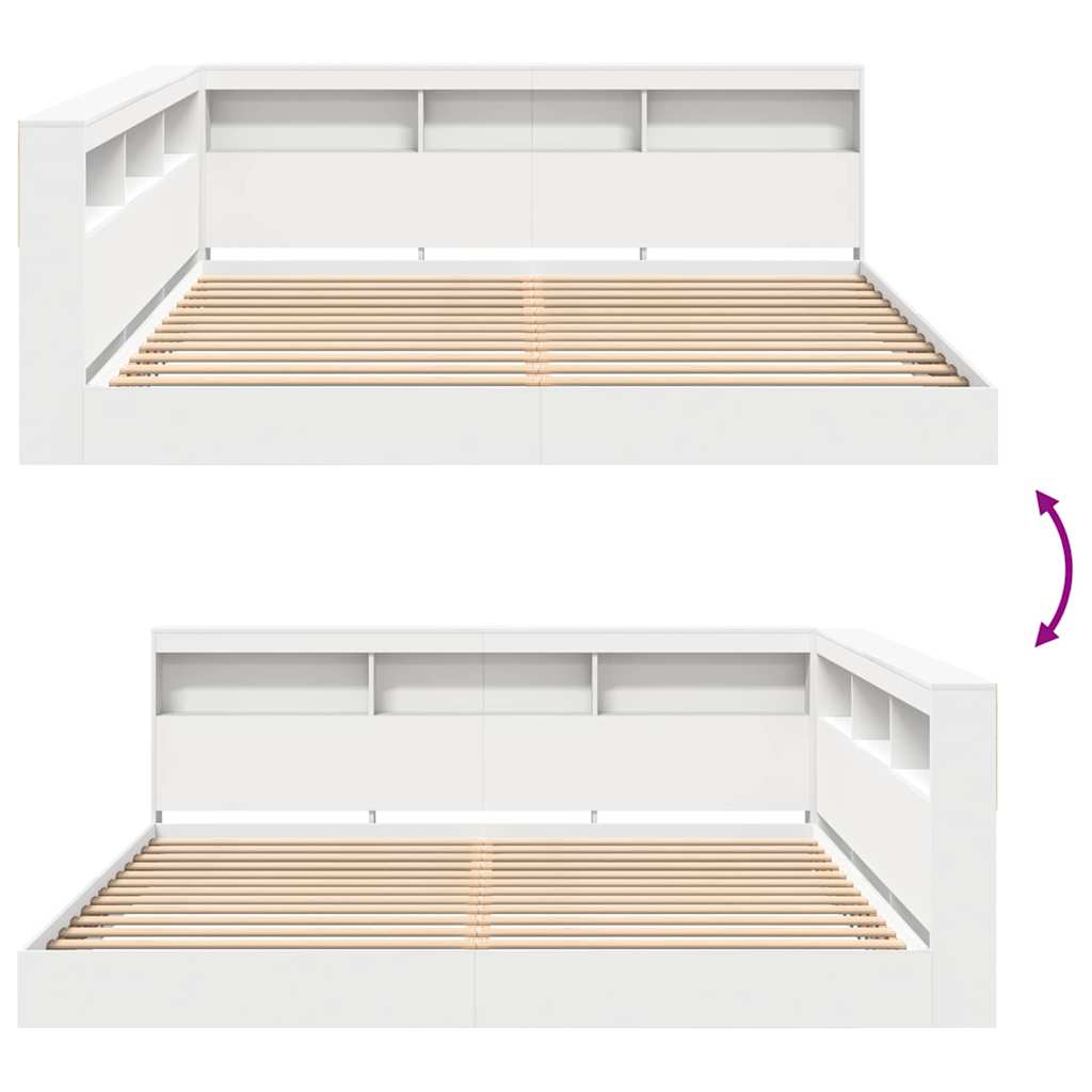 Bookshelf Bed with Headboard White 180 x 200 cm Engineered Wood