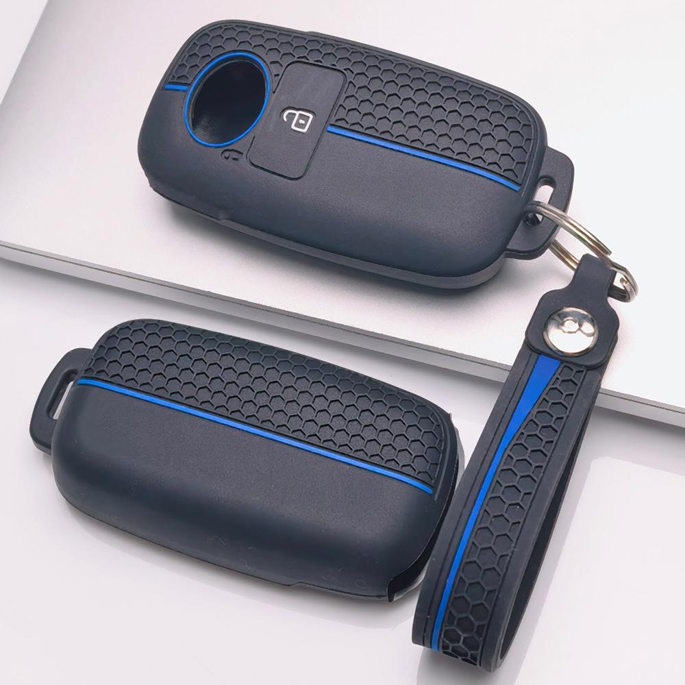 Silicone Remote Key Cover for Toyota Raize Veloz Avanza Wigo Rush Calya Sigra Agya with Keychain Honeycomb Texture Shockproof Car Remote Key Sleeve