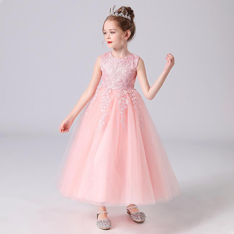 Girls Princess Puffy Lace Flower Girl Party Performance Dress