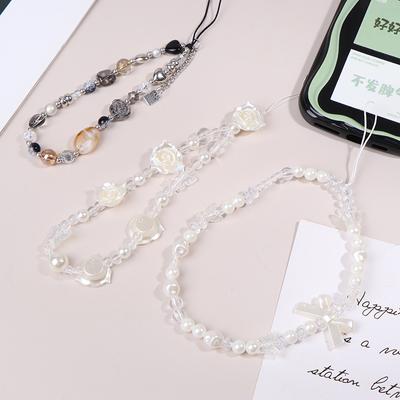 Sweet Cool Phone Chain Butterfly Shell Pendant Roses Beads Charm Hanging Rope Anti-Lost Camera Lanyard Strap Bag Decor