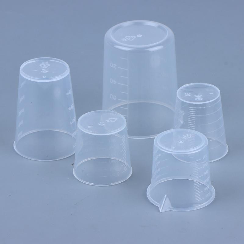 20Pcs Clear Graduated Measuring Cup Mini Plastic Laboratory Beaker Scale Graduated Transparent Mixing Cup Kitchen Baking