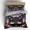 Adorable Fantasy Cat Night Decor Exquisite Three-Piece Bedding Set Gift For Kids And Adults