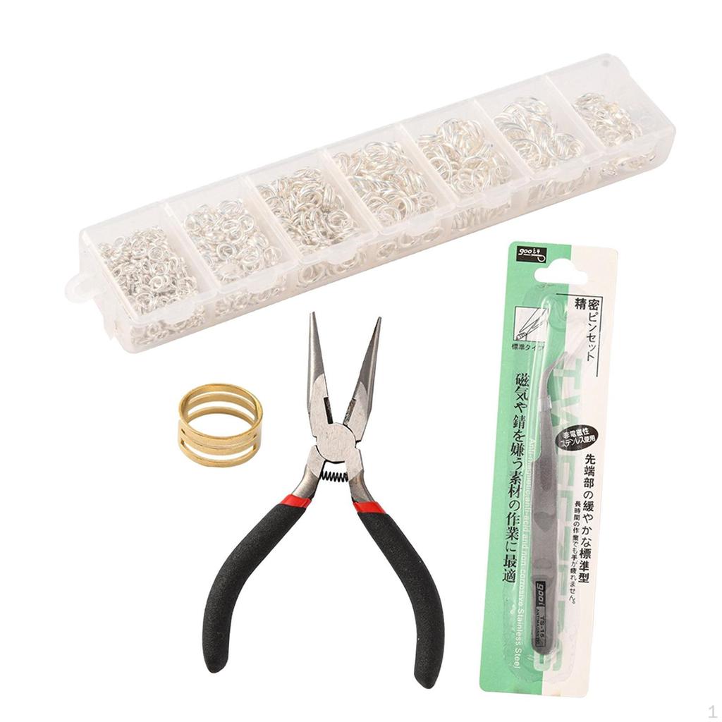 Jump Rings Lobster Clasps for DIY Jewelry Making Finger Loop Practical Compact Tweezers Key