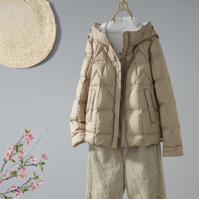 

Женские ультралегкие пуховые пальто, свободный белый утиный пуховый комбинезон с капюшоном, осенне-зимнее повседневное модное теплое женское пальто S хаки