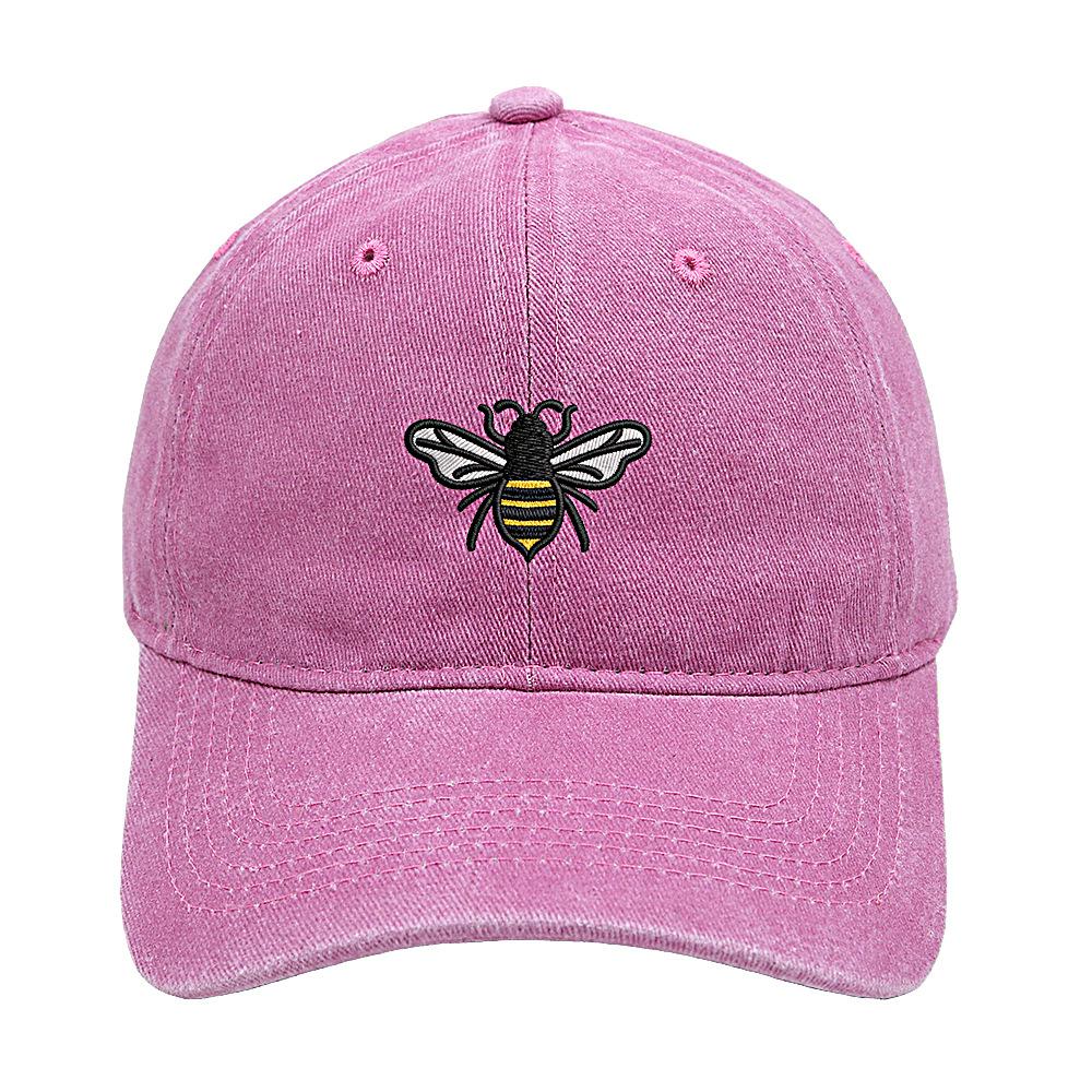 Bee baseball cap cartoon cute embroidery cap European and American retro washed old men's and women's casual hat