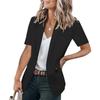 Women's Solid Color Notched Lapel Short Sleeve Blazer Casual Loose Open Front Suit Jacket