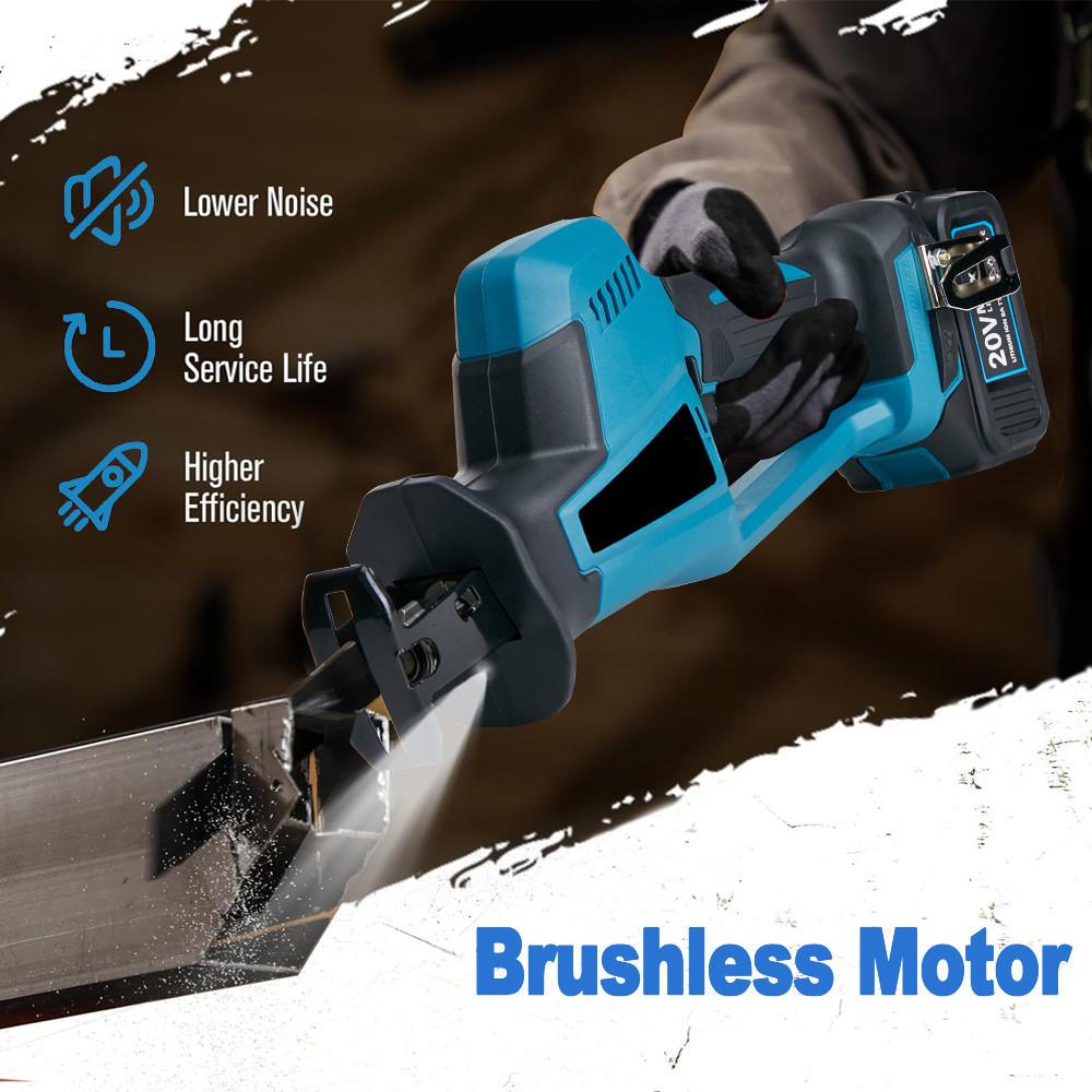 Portable Brushless Reciprocating Saw Handheld Saber Saw Multifunction Metal Wood Pipe Cutting Tool