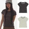 Women's Round Neck Short Sleeve Slim Fit Star Print Casual Cotton Tshirt Top