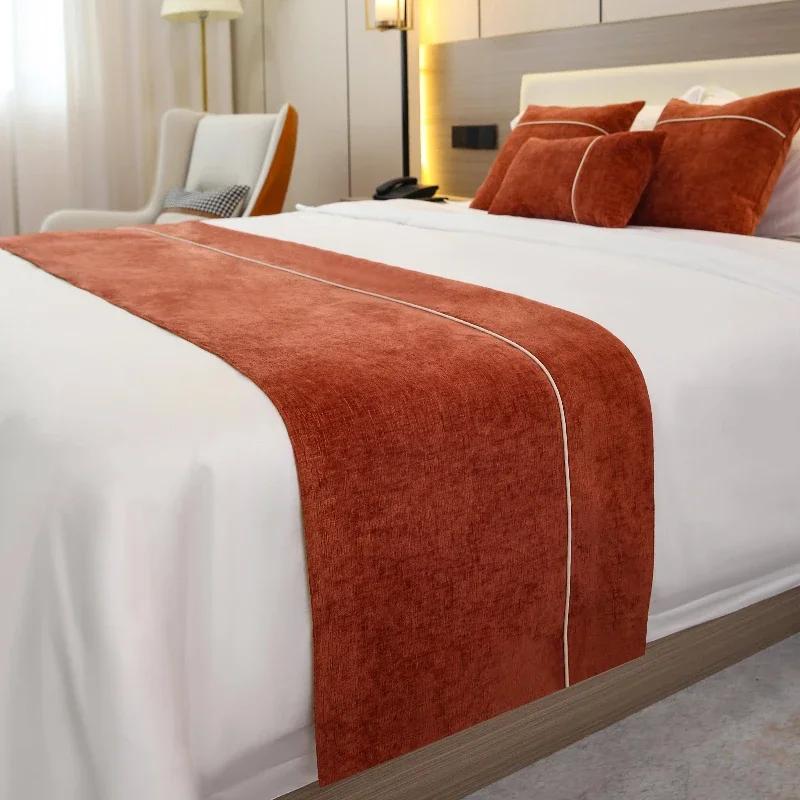 Solid color Bedspreads Bed Runner Double Layer Bed Flag Throw Bedding Single Queen King Bed Cover Towel Home Hotel Decorations