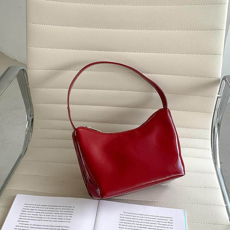 

South Korea Silver Commuter Armpit Bag Women s Simple Fashionable Handbag High-end Niche All-matching Single-shoulder Dumpling красный