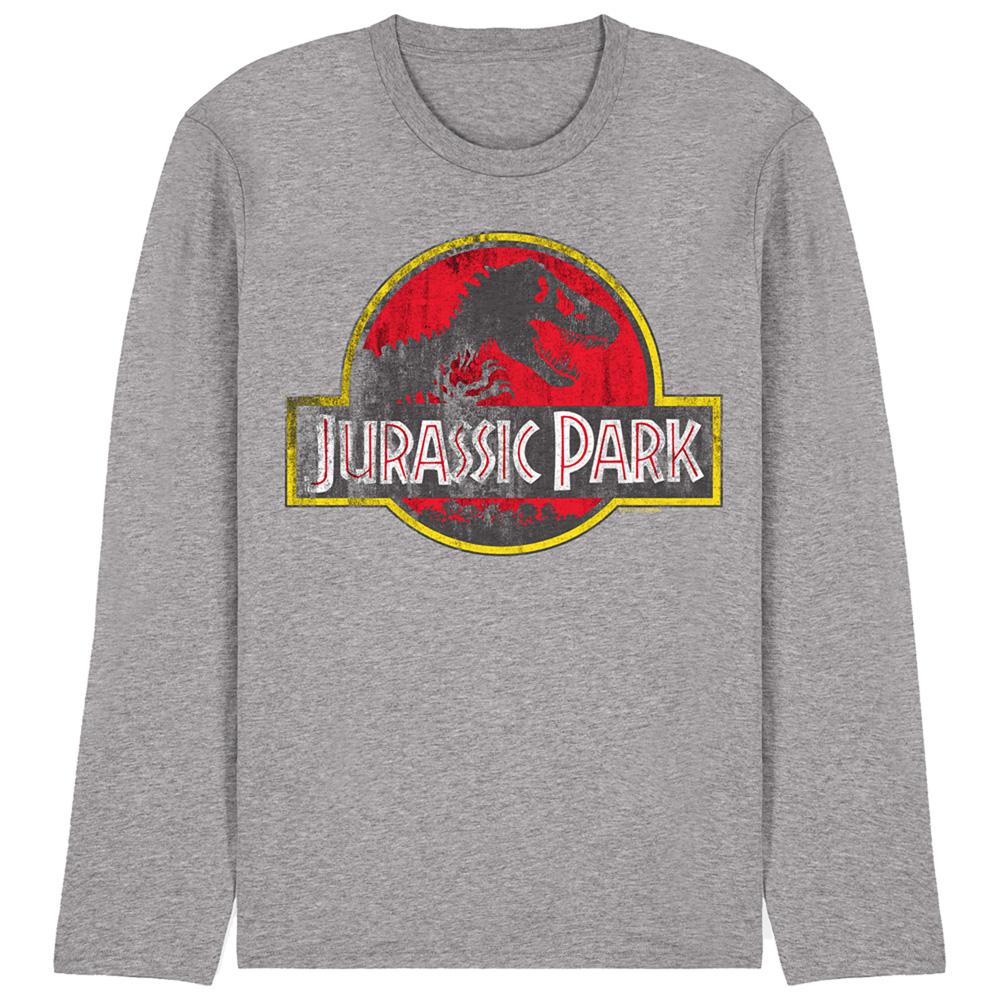 JURASSIC PARK Unisex Adult Distressed Logo Long-Sleeved T-Shirt