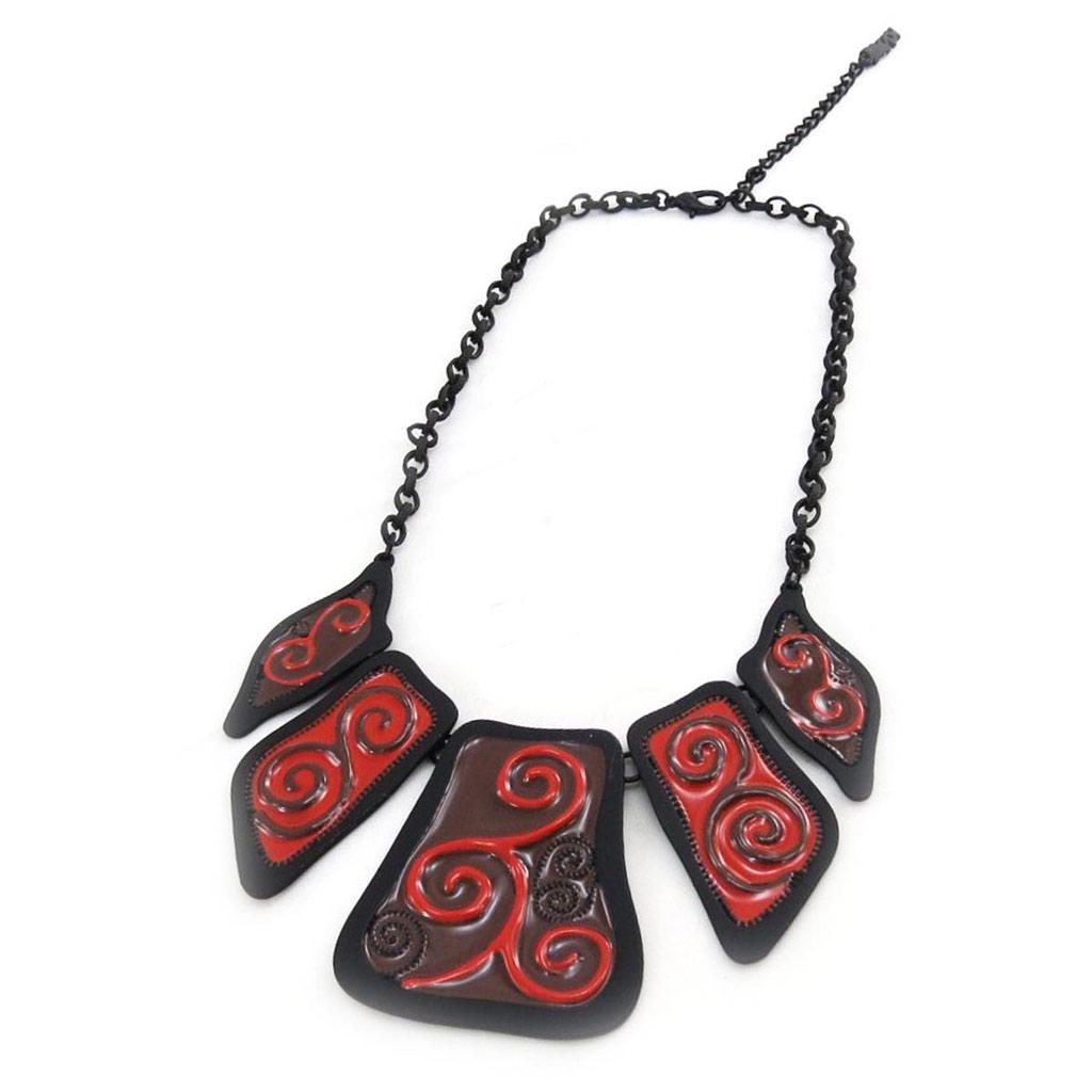 NOA [J4230] - Designer Necklace 'Arabesques' Black Brown