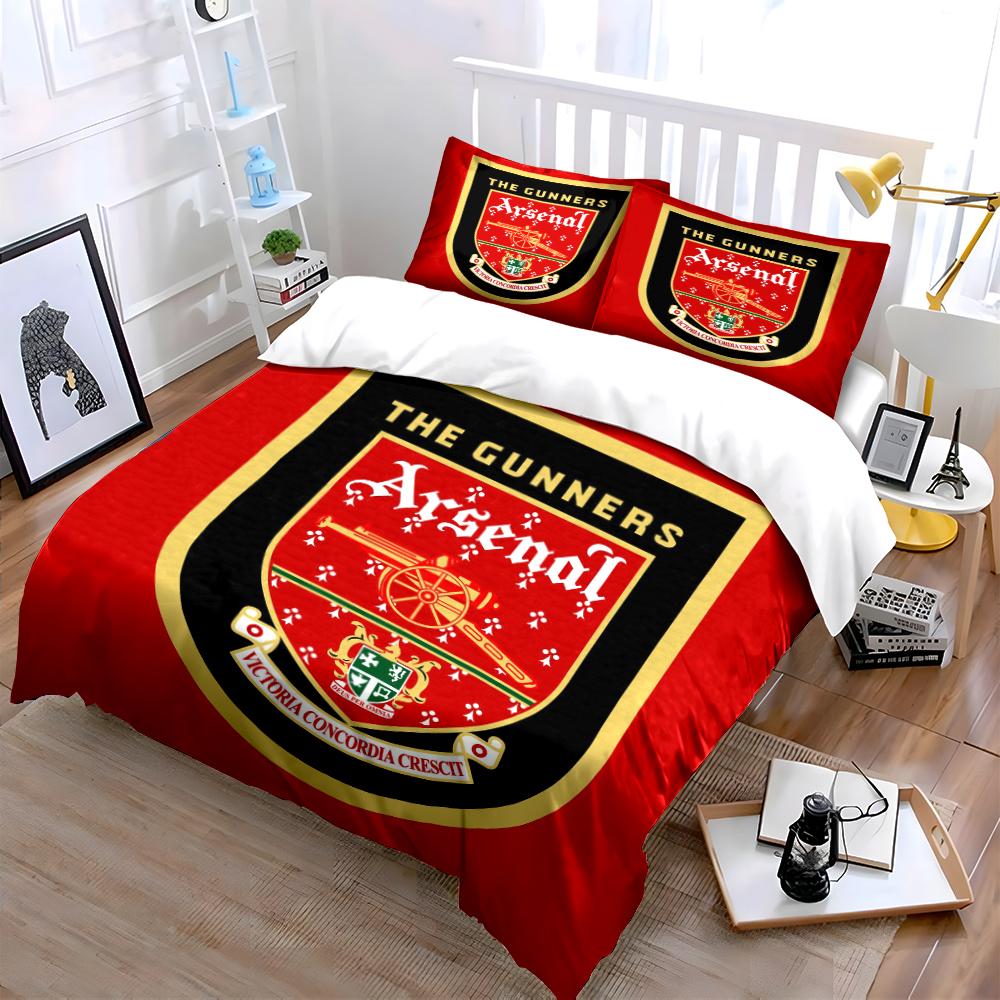 Arsenal The Gunners Bedding Set Decor Bedding Set (1 Duvet Cover, 2 Pillowcases, Duvet Not Included)