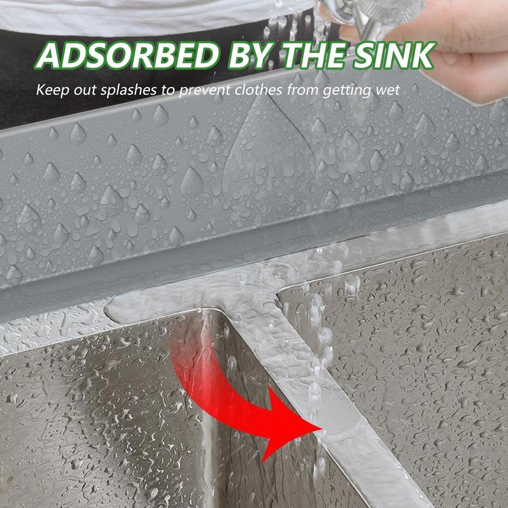 Sink Splash Guard Strong Suction Sink Splashback Silicone Sink Edge Guard Oil-Proof Splashproof Baffle for Kitchen Sink Basin