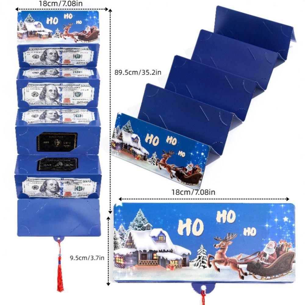 Santa Claus Christmas Cash Gift Envelope Christmas Tree with 10 Slots Folding Banknote Card Christmas Money Holder