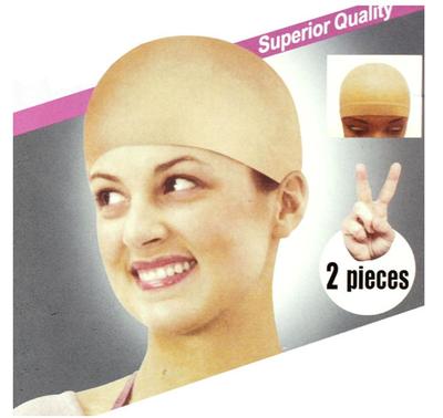 2 Stück Nylon Glatze Perücke Haarkappe Strumpf Liner Snood Mesh Stretch Beige