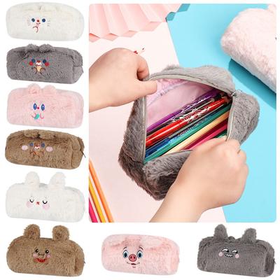 Bolsa de Armazenamento Fashion Material Escolar Estudante Grande Capacidade Bolsa de Papelaria de Pelúcia Estojo Fofo