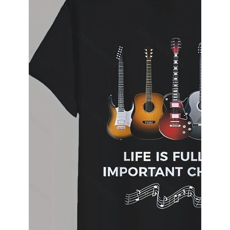 Hoch bewertetes 3D Herren Musikmuster Modisches, Cooles, Leichtes, Bequemes, Atmungsaktives Gewebe, Bequeme Passform, Lustiges Muster T-Shirt