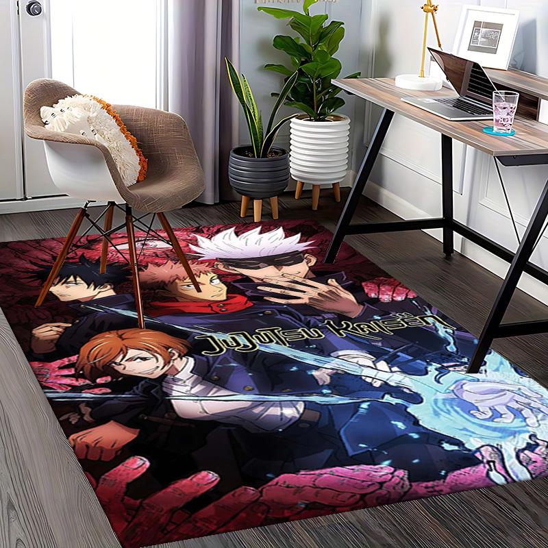 1pc Jujutsu Kaisen Anime Chair Mat - Office Desk Carpet with Satoru Gojo Design, Non-Slip Rug for Home Decor, Suitable for All Seasons, Perfect Gift I