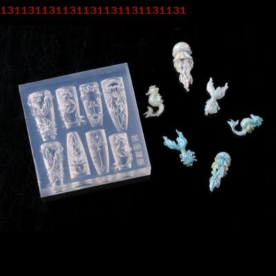 Transparent 3D Silicone Nail Mold for DIY - Sea Shell, Fishtail, Starfish, Jellyfish & Conch Nail Art Carving Tool