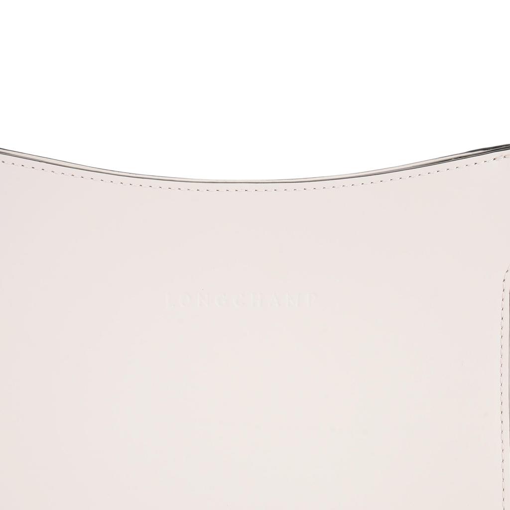 Longchamp Le Foulonné Silver Metal Zipper Closure Calfskin Hobo Bag Women Handbags White 10272HFI037