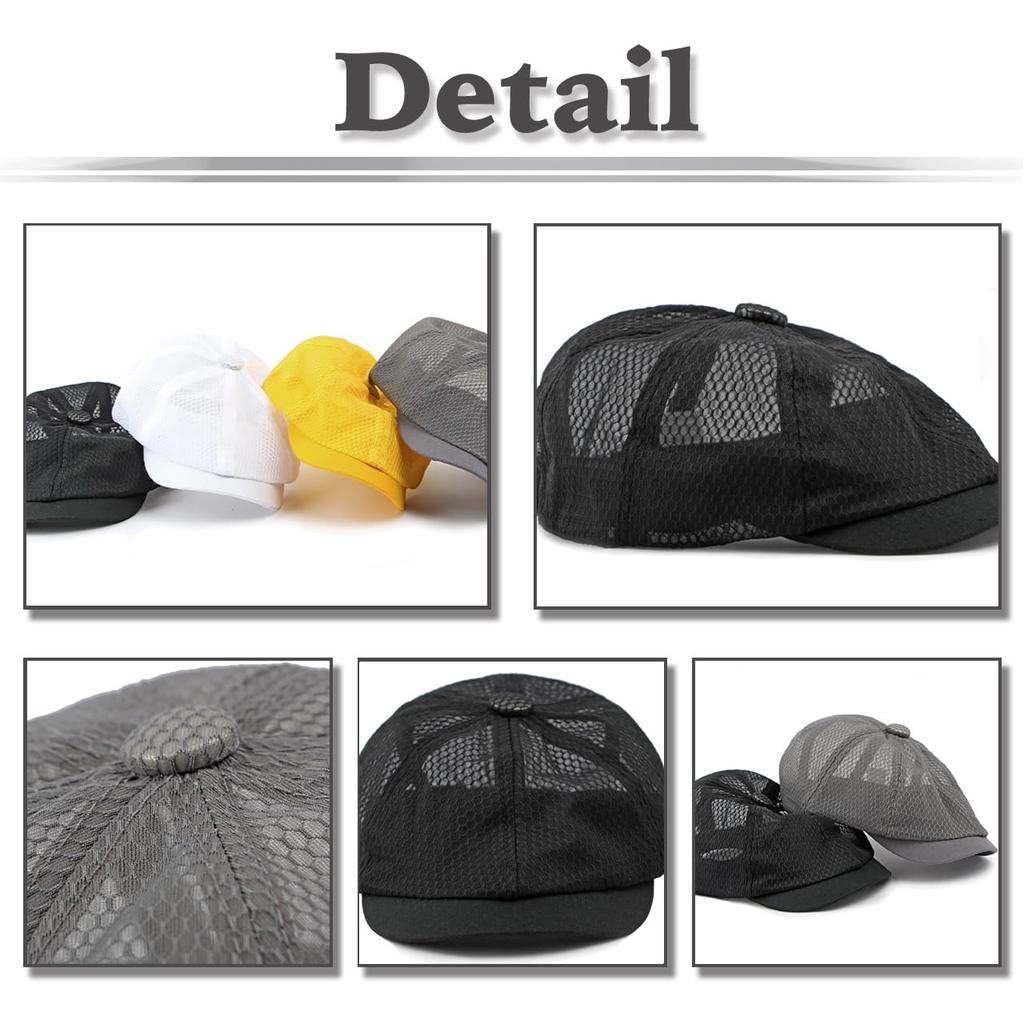 Full Mesh Octagonal Hat for Men and CZA242 [White Fang] Cap, Simple, Stylish, Women, (white)