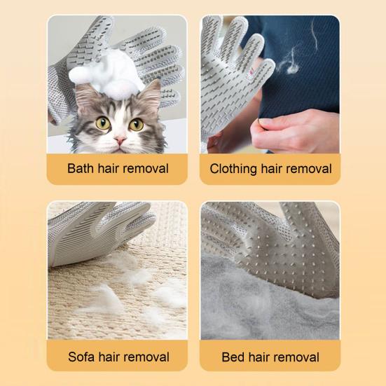 Pet Hair Removal Gloves 2-in-1 Deshedding Grooming Glove for Dogs Cats Double Sided Fur Remover Mitt for Couch Clothes Carpet Car Seat