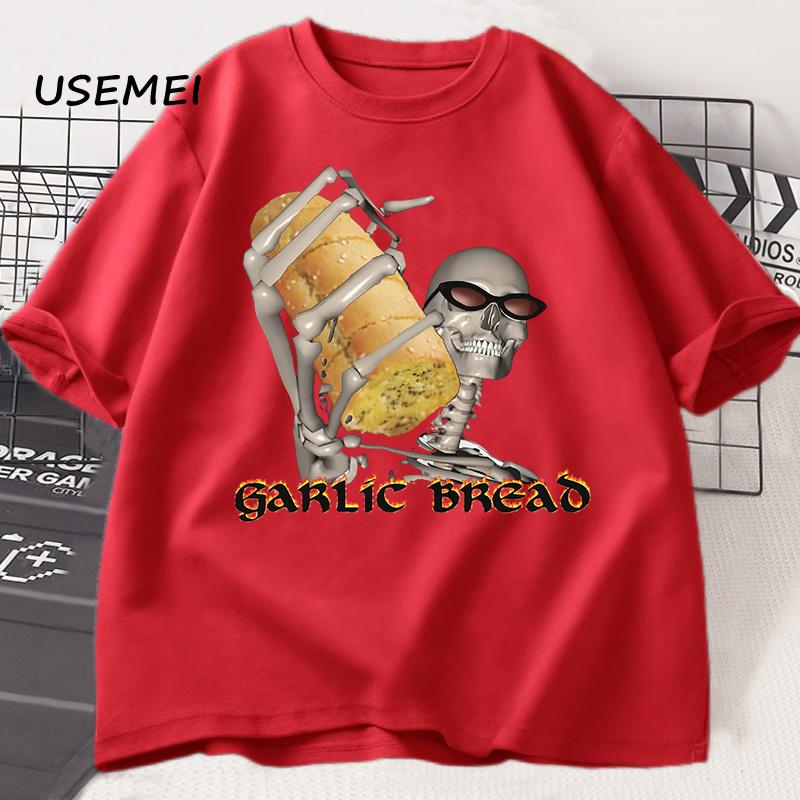

Evil Silly Skeleton T-Shirts Garlic Bread Skeleton Dank Meme T Shirt Funny Unhinged Printed Tshirt Men Women Causal Cotton Tee S