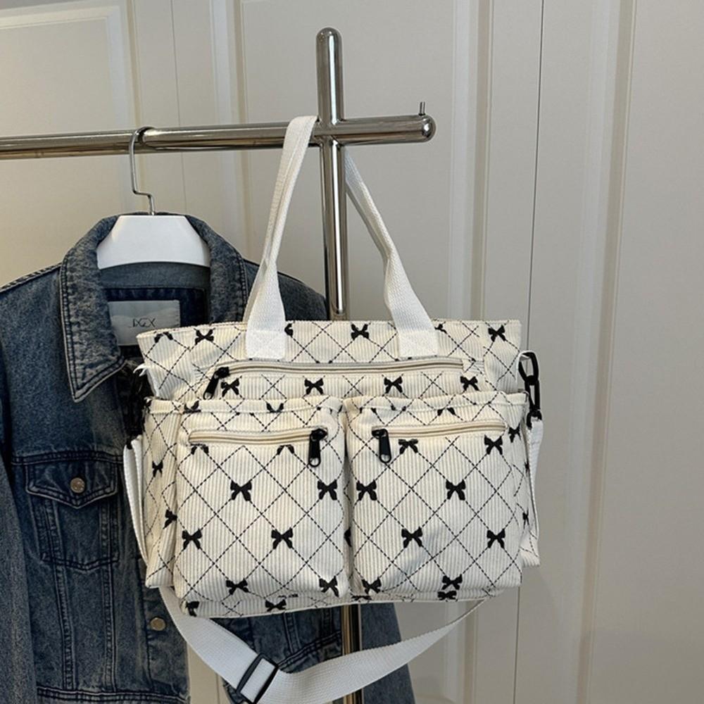 Bowknot Print Women's Shoulder Bag Large Capacity Commuting Handbag Underarm Tote Bag School
