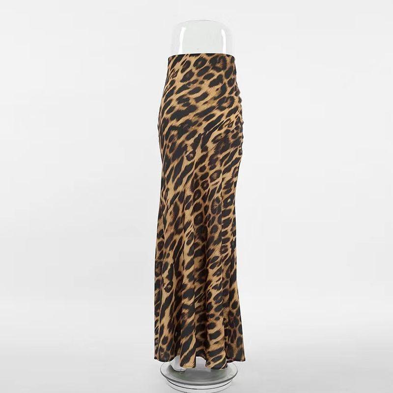 

Fashion Style Fashion Leopard Print Mermaid Dress Slim Skirt Leopard Print Fish Tail Skirt Leopard print L