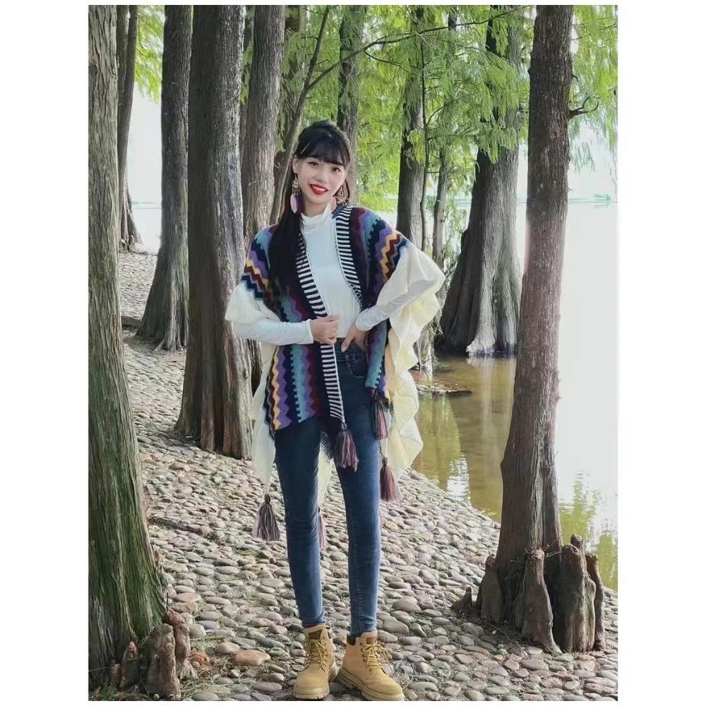 

Вязаный универсальный кардиган в этническом стиле, шаль, подходящая по цвету, весенняя накидка, шарф для путешествий в пустыне, фото 035 # 135-175CM