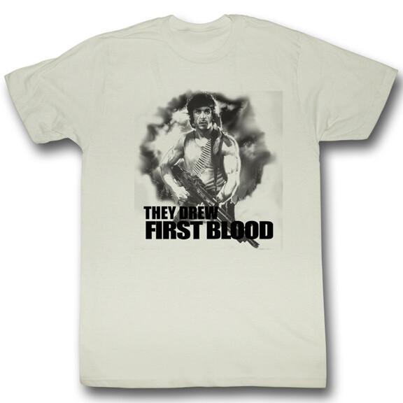 Rambo First Blood They Drew First Blood Men T Shirt 80 Movie Merch M