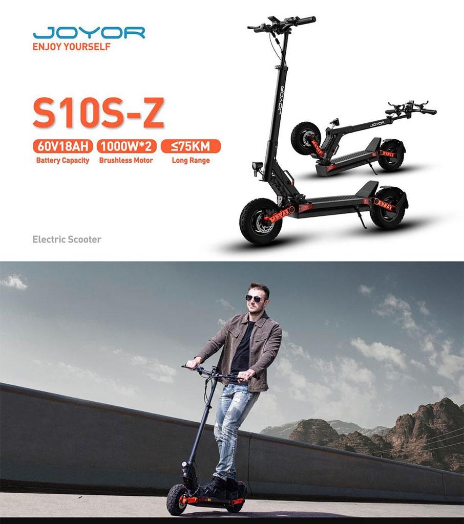 Electric Scooter Foldable Joyor S10 1000Wx2 Dual Motor Electric Scooter Adult Top Speed 60Km/h 60V 18AH Range 85Km Load 120KG