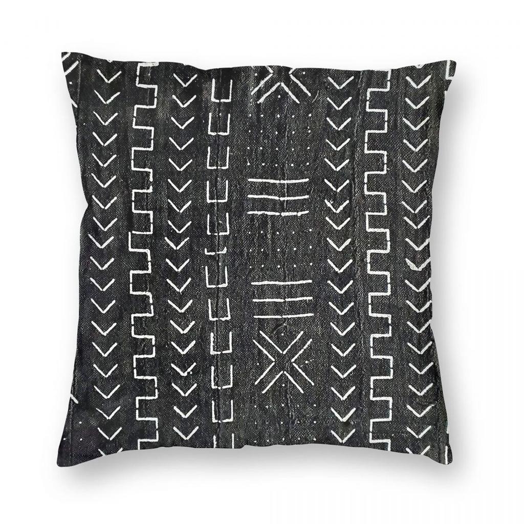 Federa per Cuscino Quadrata African Tribal Mudcloth Poliestere Lino Velluto Stampato Cerniera Decorativa Copricuscino per la Casa x