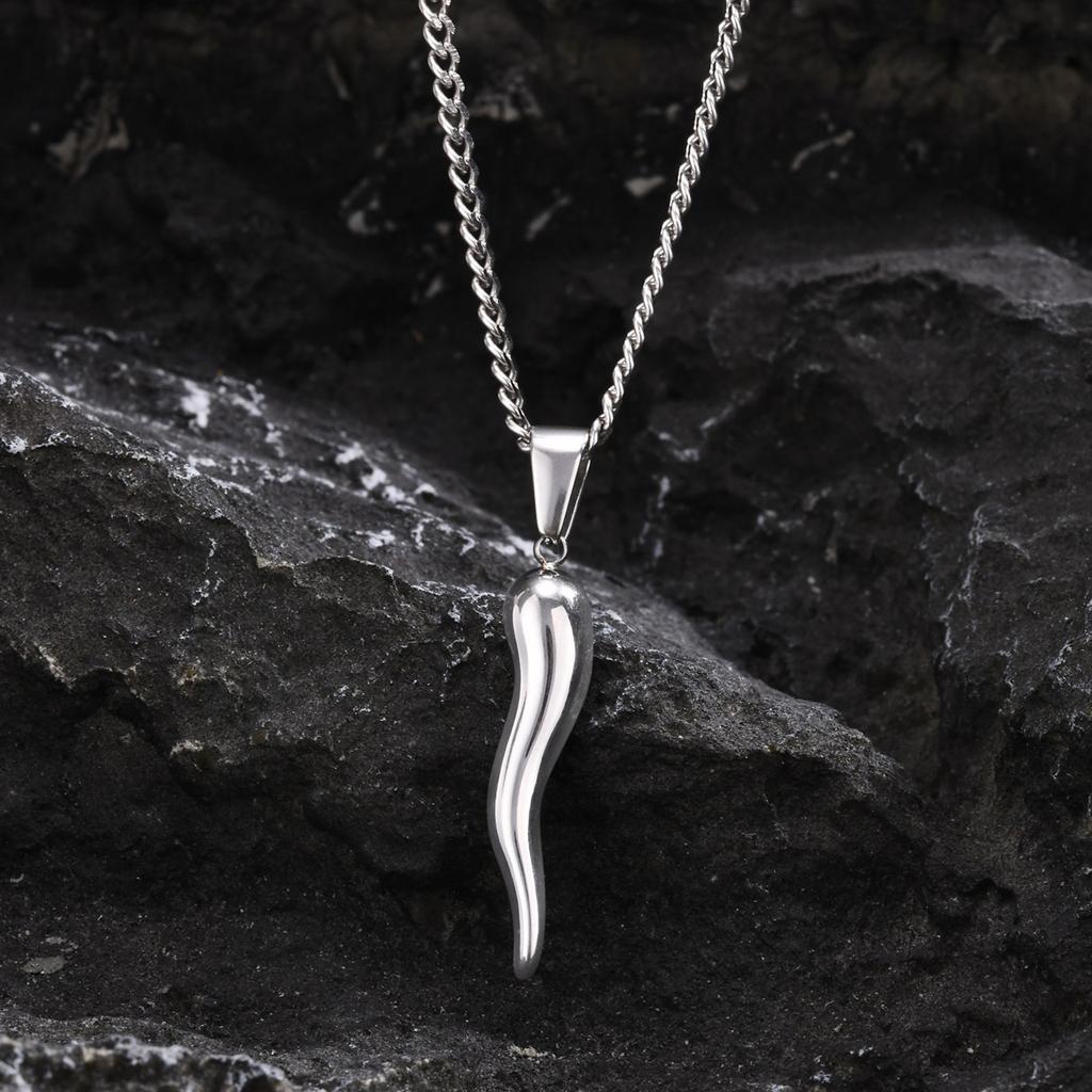Vnox Stainless Steel 2pcs Necklaces For Men Boys, Two Style Chains Cool Italian Horn Pendant, Talisman Protection Gifts To Teen