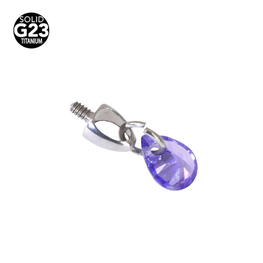 

F136 Титановый лабрет с пулевидным наконечником в форме капли и подвеской из кристаллического циркона для пирсинга хряща уха M0.9 Thread