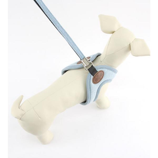 Dogeye Welpen-Denim-Geschirr + Leine Set, hellblau