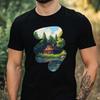 T-Shirt Men Hut by the Lake Pixel Art Motif Cotton Size XS To 5XL