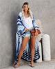 Long Kimono Swimsuit Cover up for Women Stylish Tie Dye Open Front Beach Outfits Bathing Suit