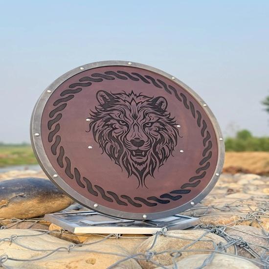 60.96 cm Wolf Battleworn Wooden Shield Medieval Viking Warrior Shield Wall Decor Shield Best Gift for Decoration