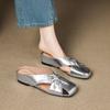 Casual middle heel wedge slippers women's summer new bag head slippers cover one pedal size cool slippers round head
