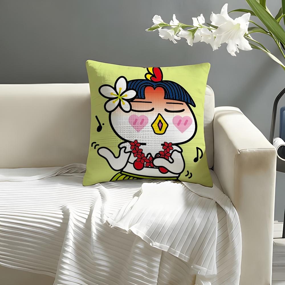 Kwaii Anime BBuldak RRameSn Kissenbezug Natürlicher Leinen Bio-Stoff Doppelseitiger Druck Sofa Heimdeko Kissenbezug