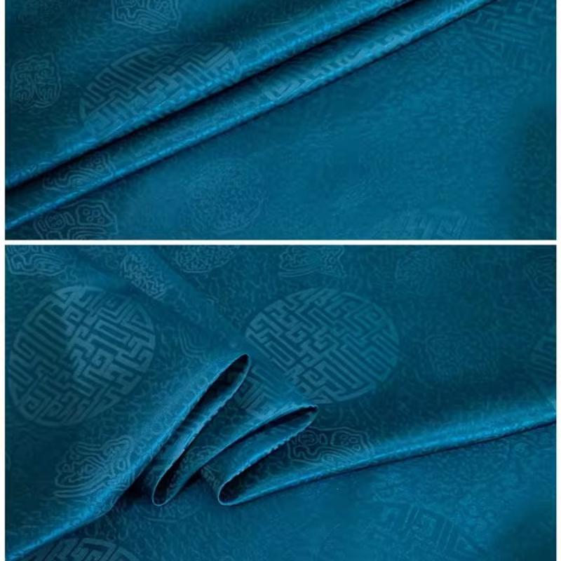 17 Ohm Silk Fabric Traditional Chinese Jacquard Silk Cotton Charmeuse Crepe Tissu Fabric for Sewing Cheongsam Cloth Width 114cm